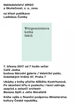 Obrázek pro Křest: Wittgensteinova kniha faktů, Cafe Jedna, 7.3.