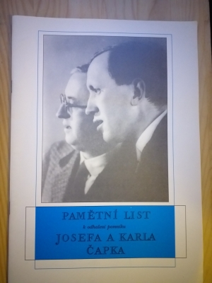 Obrázek pro Kolektiv autorů - Pamětní list k odhalení pomníku Josefa a Karla Čapka